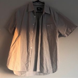 stüssy grey embroidered button up